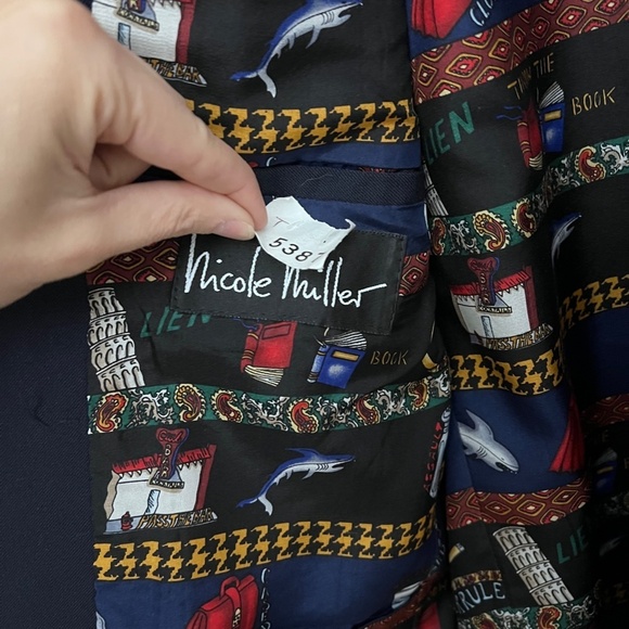 Nicole Miller Vintage Navy Wool Suit Jacket Blazer Sport Coat Sz 40R - Picture 6 of 12